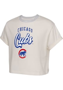 Chicago Cubs Girls White City Pennant Short Sleeve Fashion T-Shirt