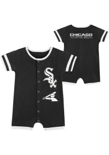 Chicago White Sox Baby Black Double Hit Short Sleeve One Piece