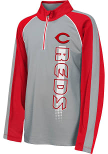 Cincinnati Reds Youth Red Base Runner Long Sleeve Quarter Zip Shirt