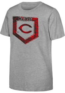 Cincinnati Reds Youth Grey Stolen Base Short Sleeve T-Shirt