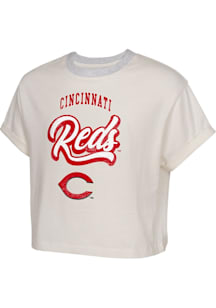 Cincinnati Reds Girls White City Pennant Short Sleeve Fashion T-Shirt