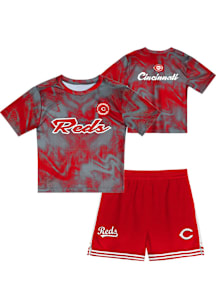 Cincinnati Reds Toddler Red Pinch Hitter Infielder Set Top and Bottom