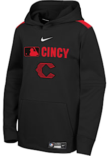 Nike Cincinnati Reds Youth Black Nike City Connect Therma Long Sleeve Hoodie