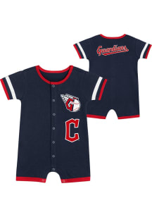 Cleveland Guardians Baby Navy Blue Double Hit Short Sleeve One Piece
