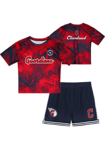 Cleveland Guardians Toddler Navy Blue Pinch Hitter Infielder Set Top and Bottom