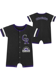 Colorado Rockies Baby Black Double Hit Newborn Short Sleeve One Piece