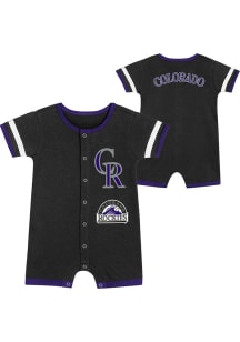Colorado Rockies Baby Black Double Hit Short Sleeve One Piece