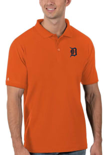 Antigua Detroit Tigers Mens Orange Legacy Pique Short Sleeve Polo