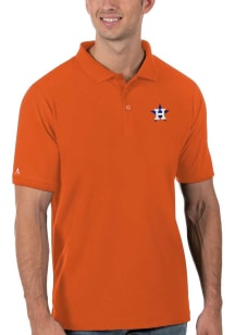 Antigua Houston Astros Mens Orange Legacy Pique Short Sleeve Polo