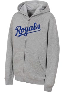 Kansas City Royals Youth Grey Workmark Long Sleeve Full Zip Jacket