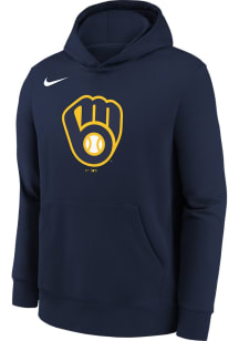 Nike Milwaukee Brewers Youth Navy Blue Nike Primary Logo Long Sleeve Hoodie
