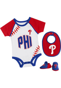 Philadelphia Phillies Baby Red Tied Up Set One Piece with Bib
