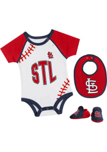 St Louis Cardinals Baby Red Tied Up Set One Piece with Bib
