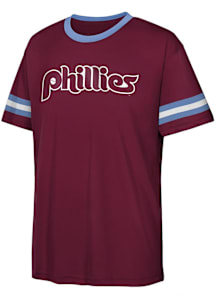 Philadelphia Phillies Boys Maroon Triple Short Sleeve T-Shirt