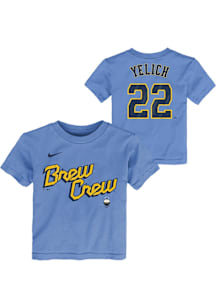 Christian Yelich Milwaukee Brewers Toddler Light Blue City Connect NN Short Sleeve Player T Shirt