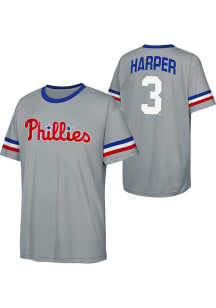Bryce Harper Philadelphia Phillies Youth Grey Triple Player Tee