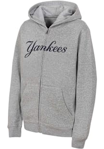 New York Yankees Youth Grey Wordmark Long Sleeve Full Zip Jacket
