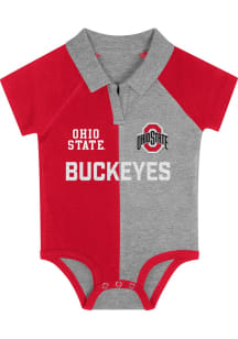 Baby Red Ohio State Buckeyes League Champ Short Sleeve One Piece Polo