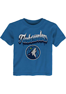 Minnesota Timberwolves Toddler Blue Bubbly Script Short Sleeve T-Shirt
