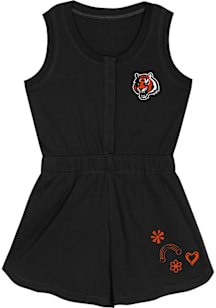 Cincinnati Bengals Baby Black Super Girl Short Sleeve One Piece