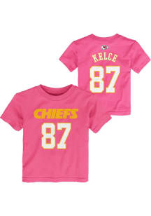 Travis Kelce  Outer Stuff Kansas City Chiefs Toddler Girls Pink NN Short Sleeve T-Shirt