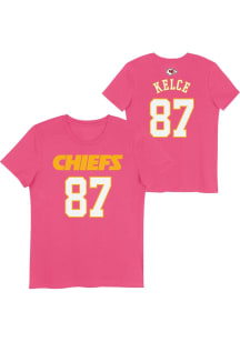 Travis Kelce  Outer Stuff Kansas City Chiefs Girls Pink NN Short Sleeve T-Shirt