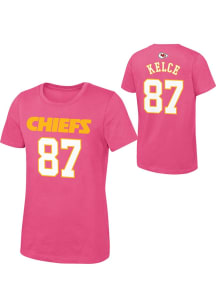 Travis Kelce Kansas City Chiefs Girls Pink NN Short Sleeve Player T Shirt