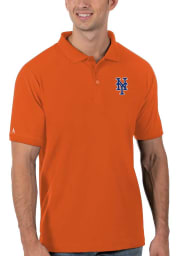 Antigua New York Mets Mens Orange Legacy Pique Short Sleeve Polo