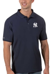 Antigua New York Yankees Mens Navy Blue Legacy Pique Short Sleeve Polo