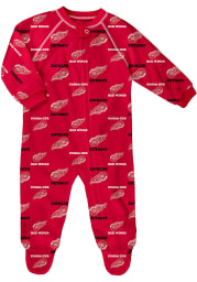 Detroit Red Wings Baby Red All Over Loungewear One Piece Pajamas