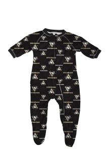 Pittsburgh Penguins Baby Black All Over Loungewear One Piece Pajamas