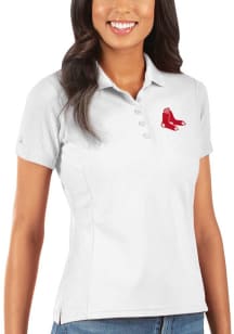 Antigua Boston Red Sox Womens White Legacy Pique Short Sleeve Polo Shirt