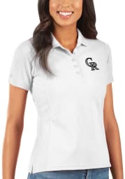 Antigua Colorado Rockies Womens White Legacy Pique Short Sleeve Polo Shirt
