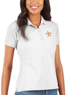 Antigua Houston Astros Womens White Legacy Pique Short Sleeve Polo Shirt