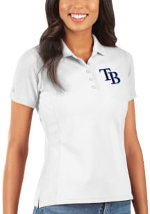 Antigua Tampa Bay Rays Womens White Legacy Pique Short Sleeve Polo Shirt