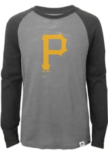 Pittsburgh Pirates Youth Grey Grueling Ordeal Long Sleeve Fashion T-Shirt