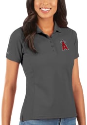 Antigua Los Angeles Angels Womens Grey Legacy Pique Short Sleeve Polo Shirt