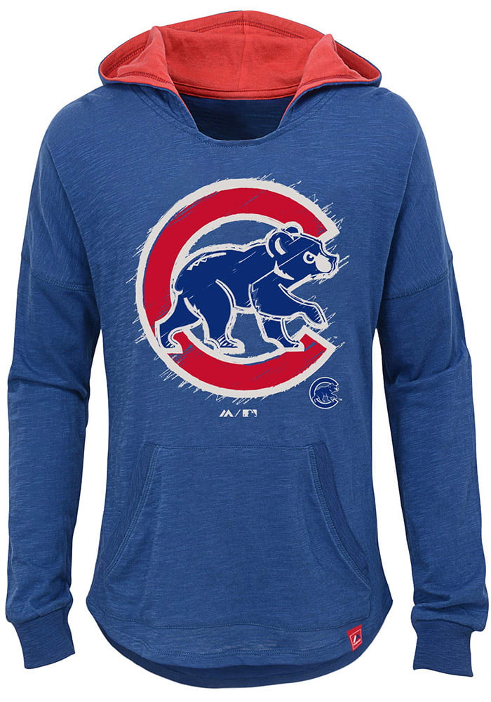 Chicago Cubs Girls Blue The Closer Long Sleeve Hooded Sweatshirt