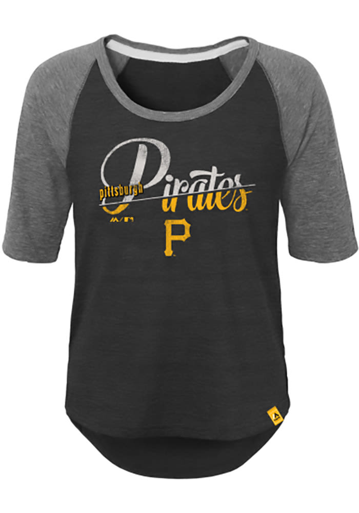 Pittsburgh Pirates Girls Black Vintage Long Sleeve T-shirt