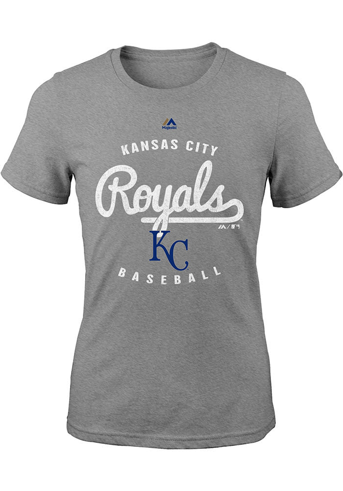 Majestic Kansas City Royals Blue V-Neck Graphic T-Shirt Women's