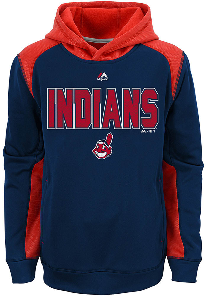 Cleveland Indians Boys Navy Blue Geo Fuse Long Sleeve Hooded Sweatshirt