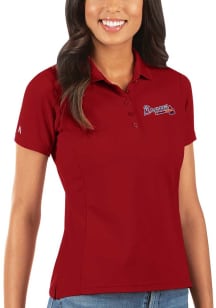 Antigua Atlanta Braves Womens Red Legacy Pique Short Sleeve Polo Shirt