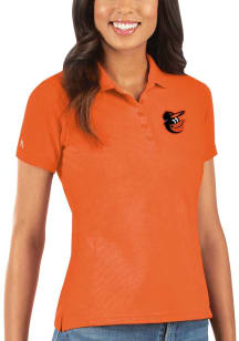 Antigua Baltimore Orioles Womens Orange Legacy Pique Short Sleeve Polo Shirt