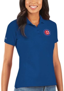 Antigua Chicago Cubs Womens Blue Legacy Pique Short Sleeve Polo Shirt