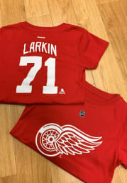 Dylan Larkin Detroit Red Wings Girls Red Name and Number Short Sleeve Player T Shirt