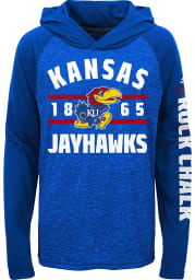 Kansas Jayhawks Youth Blue Schooled Sleeve Long Sleeve Hoodie