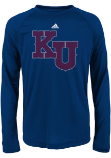 Kansas Jayhawks Youth Blue Linear Play Logo Long Sleeve T-Shirt