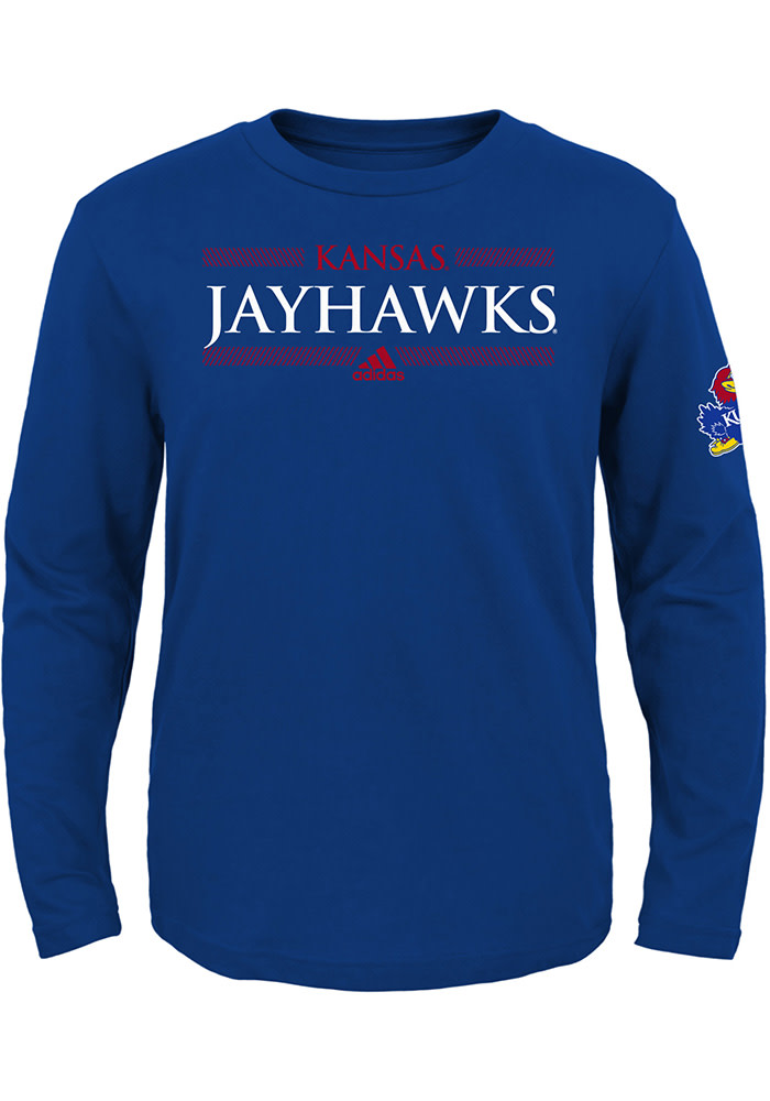 Kansas Jayhawks Boys Blue Linear Bars Long Sleeve T-Shirt