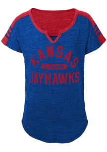Kansas Jayhawks Girls Blue All State Short Sleeve Fashion T-Shirt