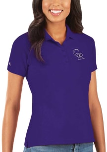 Antigua Colorado Rockies Womens Purple Legacy Pique Short Sleeve Polo Shirt